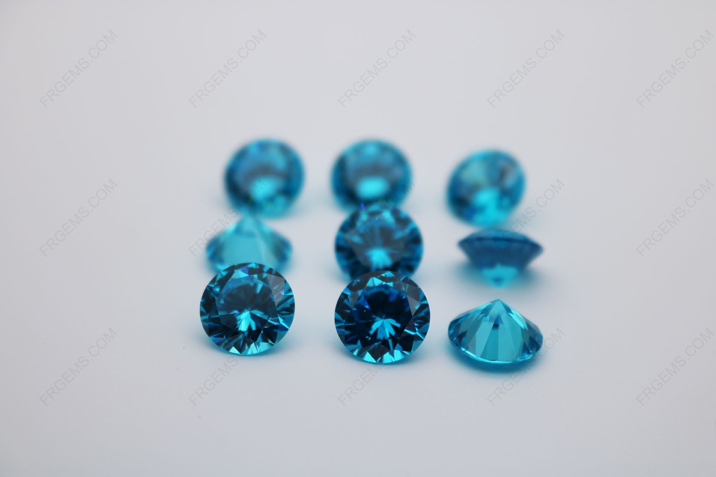 Cubic Zirconia Aquamarine Dark Shade Round Diamond faceted cut 10mm stones CZ39 IMG_0195