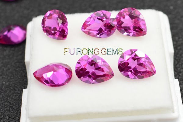 Lab-Created-Pink-Sapphire-3-Pear-Shape-Gemstones-China-Supplier