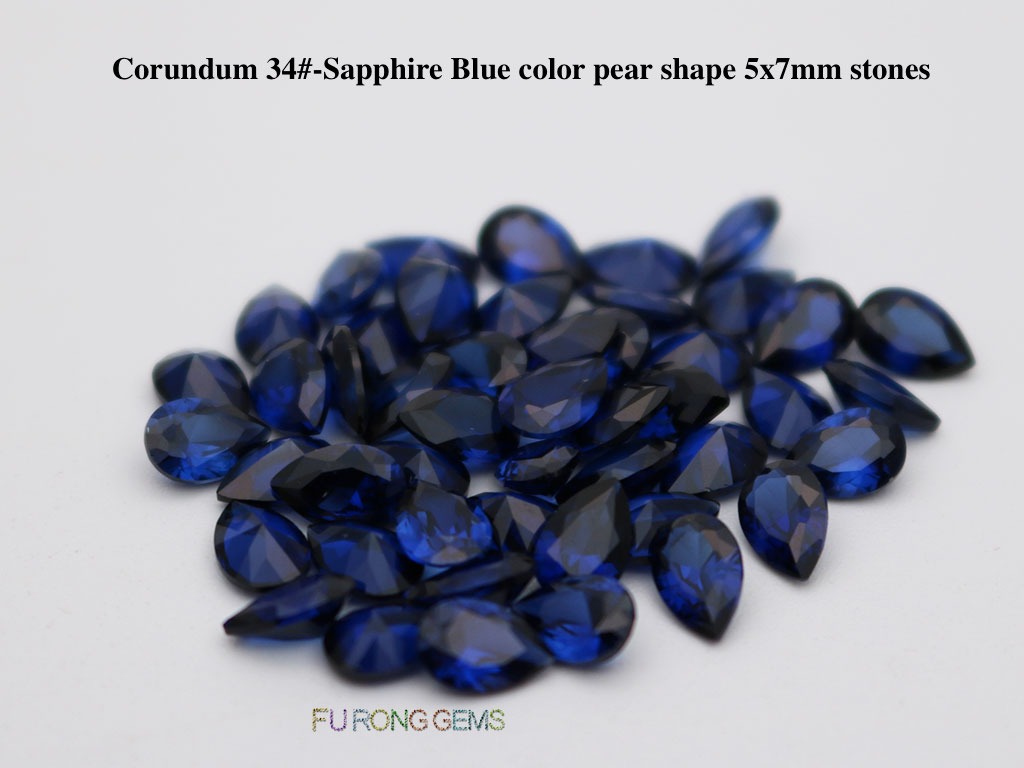 Lab-Synthetic-Corundum-Sapphire-Blue-Color-Pear-Shape-5x7mm-Stones