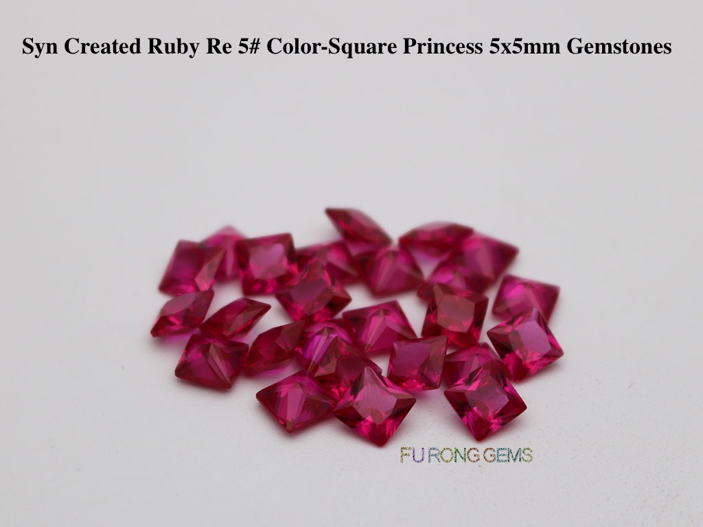 Synthetic-Ruby-Red-5#-Square-Princess-Cut-5x5mm-Gemstones