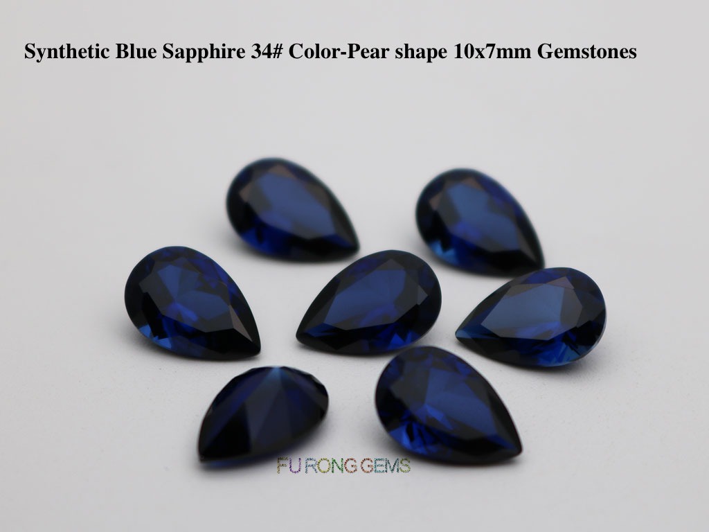 Synthetic-Sapphire-Blue-Corundum-34#-Pear-Shape-10x7mm-Gemstones-Wholesale