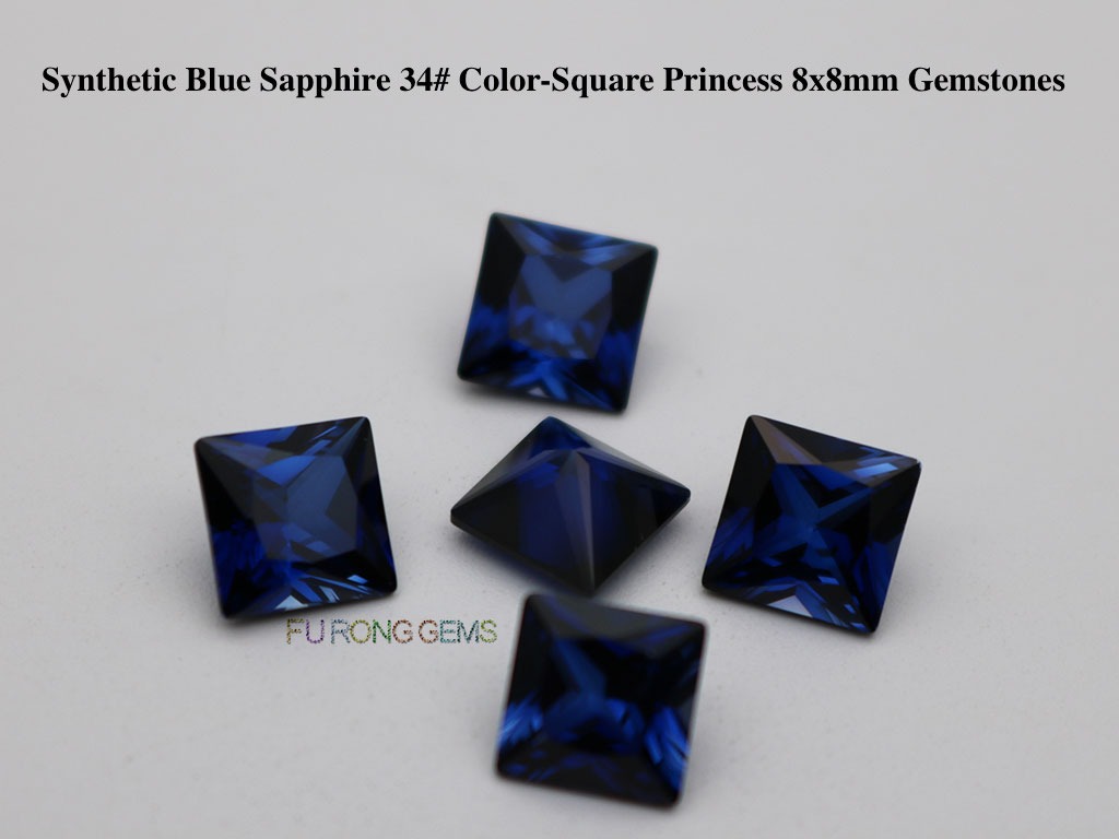 Synthetic-Sapphire-Blue-Corundum-34#-Square-Princess-8x8mm-Gemstones-Suppliers