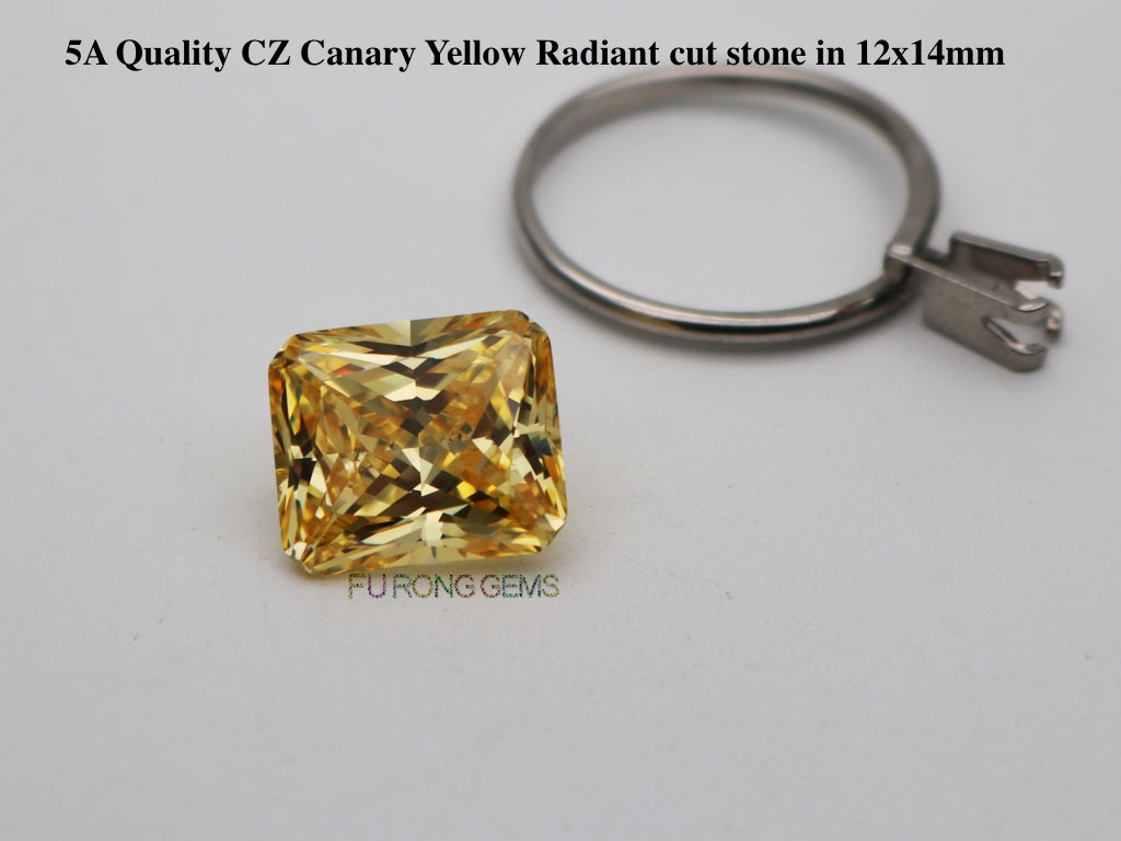 AAAAA-Quality-Cubic-zirconia-Canary-Yellow-Radiant-cut-stone-12x14mm