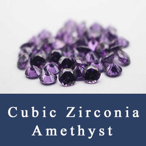 1 CZ Amethist 8,0 mm rund Brillantschliff Cubic Zirkonia synthetischer Edelstein 