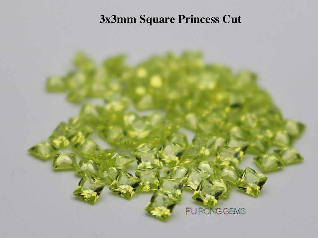 Apple-Green-Color-Cubic-Zirconia-Square-Princess-3x3mm-Gemstone-for-sale