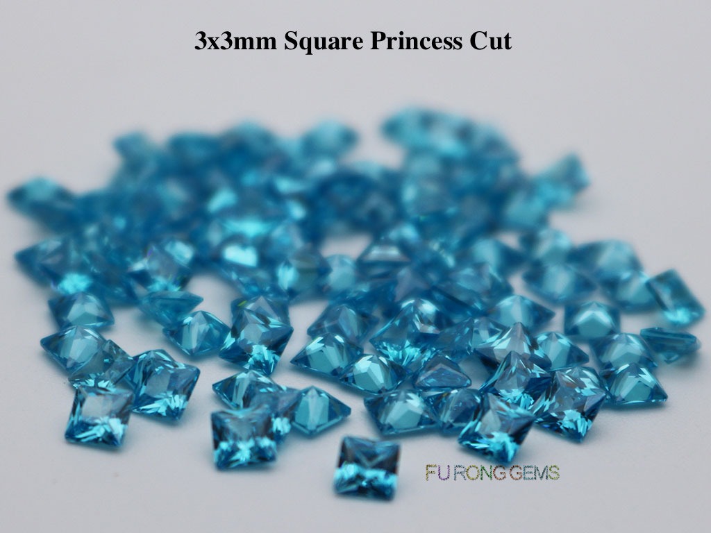 Aqua-Blue-Loose-Cubic-Zirconia-Square-shape-3x3mm-gemstones-wholesale