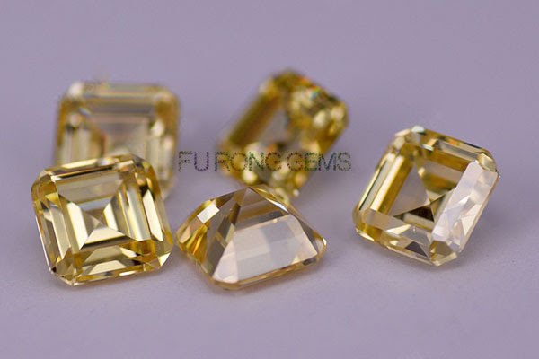 Asscher-Cut-Cubic-Zirconia-Golden-Yellow-Gemstones