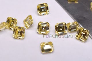 Asscher-Cut-Cubic-Zirconia-Yellow-Gemstones