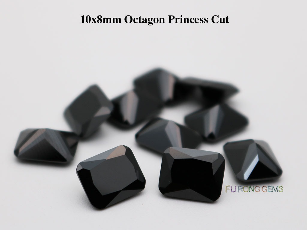 Black-Color-Loose-CZ-Octagon-Princess-10x8mm-Gemstone-for-sale