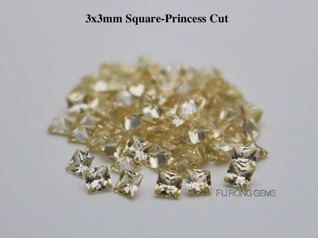 Canary-yellow-Cubic-Zirconia-Square-Princess-3x3mm-Gemstone-for-sale