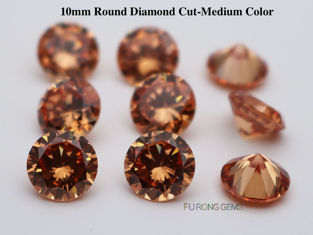 Champagne-Color-Cubic-Zirconia-Round-diamond-cut-10mm-gemstones-wholesale