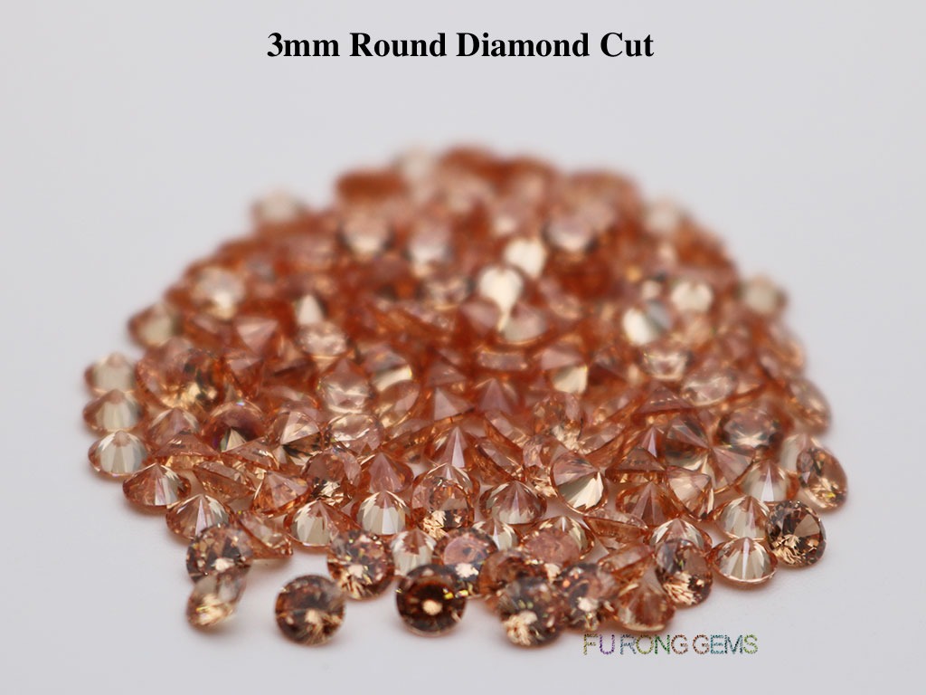 Champagne-Cubic-Zirconia-Round-Diamond-Cut-3.5mm-Gemstone-wholesale