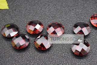 Checkerboard-Double-Side-CZ-Garnet-Red-Color-Gemstones