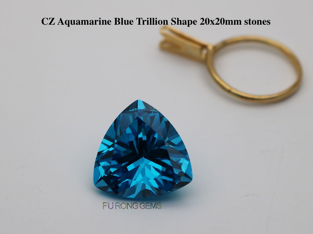 Cubic-Zirconia-Aquamarine-Blue-Color-Trillion-20x20mm-Gemstones-wholesale