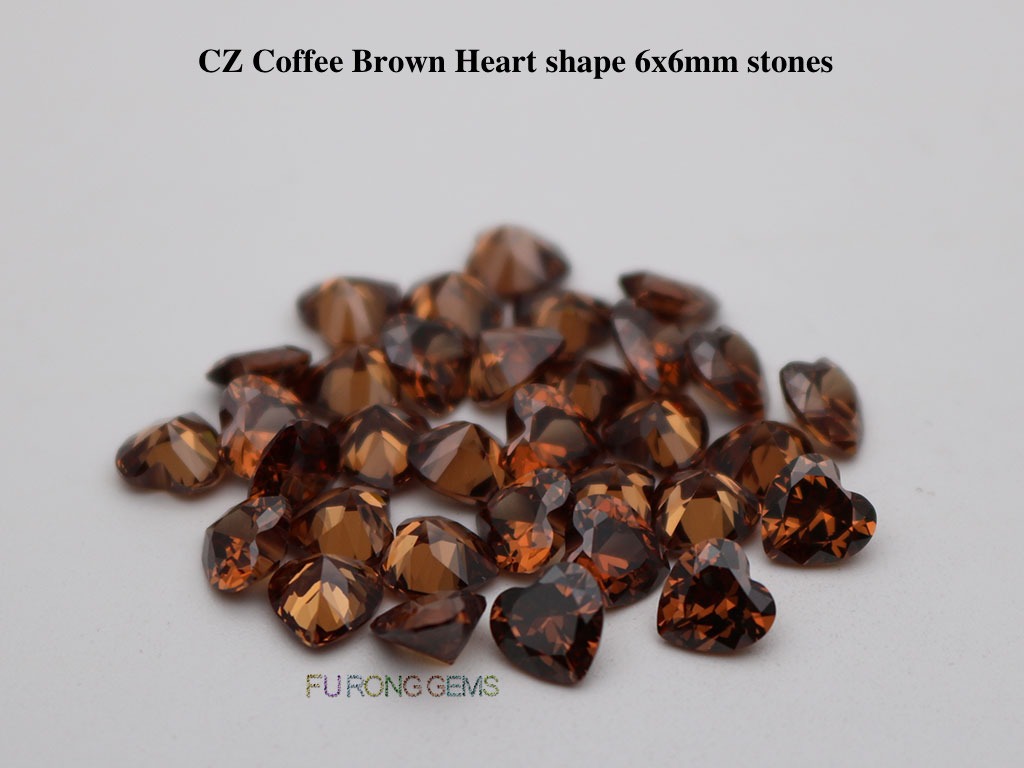 Cubic-Zirconia-Coffee-Brown-Color-Heart-Shape-6x6mm-Stones-wholesale