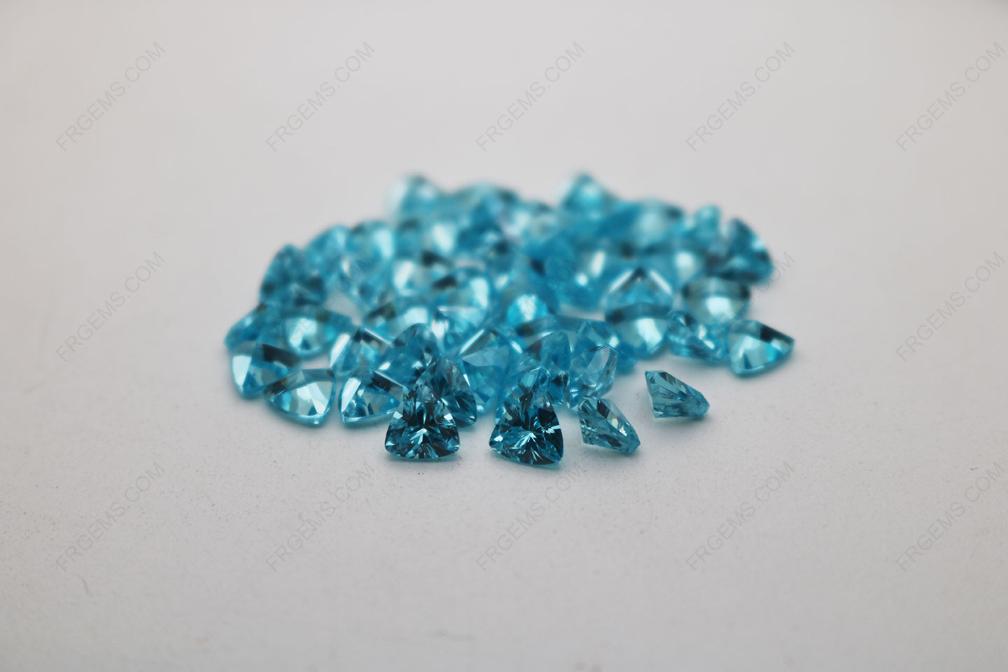 Cubic Zirconia Aquamarine Trillion Shape Diamond faceted cut 5x5mm stones CZ38 IMG_4891