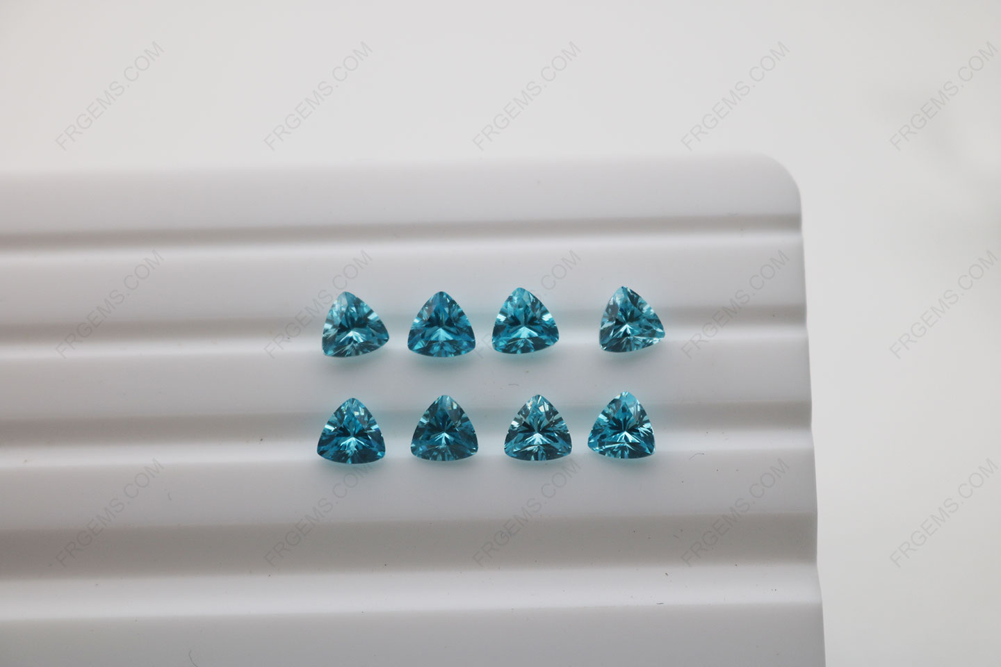 Cubic Zirconia Aquamarine Trillion Shape Diamond faceted cut 5x5mm stones CZ38 IMG_4891