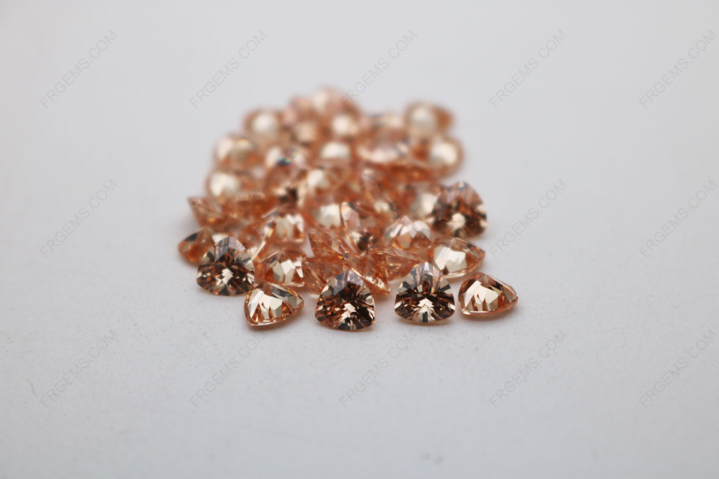Cubic Zirconia Champagne Trillion Shape Diamond faceted cut 5x5mm stones CZ13 IMG_4888