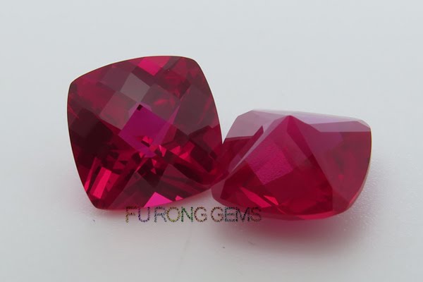 Cushion-shape-checkerboard-turtle-face-cut-Synthetic-Ruby-5-red-gemstones-China