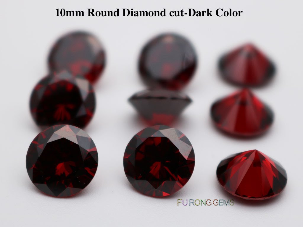 Dark-Garnet-Red-Color-Cubic-Zirconia-Round-diamond-cut-10mm-gemstones-for-sale