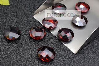 Double-Side-Checkerboard-CZ-Garnet-Red-Color-Gemstones