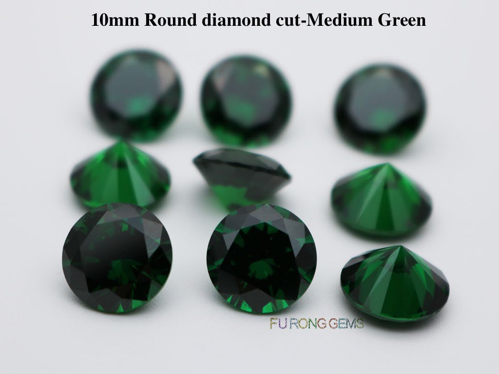 Emerald-Green-Color-Cubic-Zirconia-Round-diamond-cut-in-10mm-wholesale