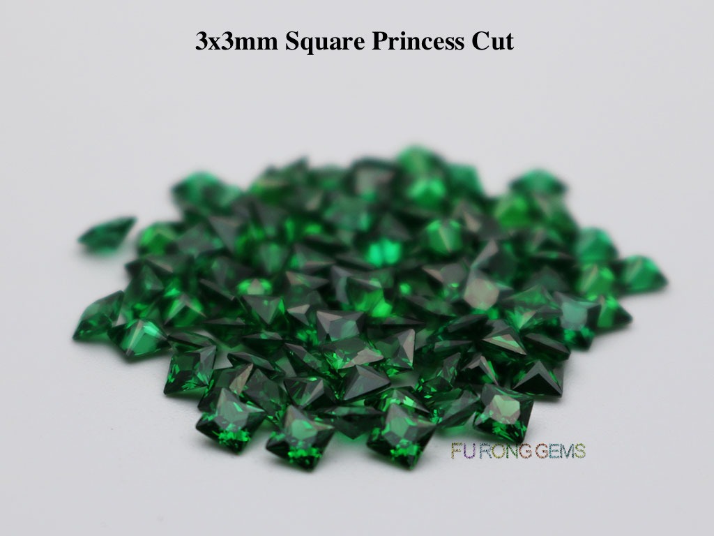 Emerald-Green-Loose-Cubic-Zirconia-Square-shape-3x3mm-gemstones-wholesale