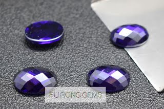 Flat-Bottom-Checkerboard-face-Cubic-Zirconia-Violet-Color-Gemstones