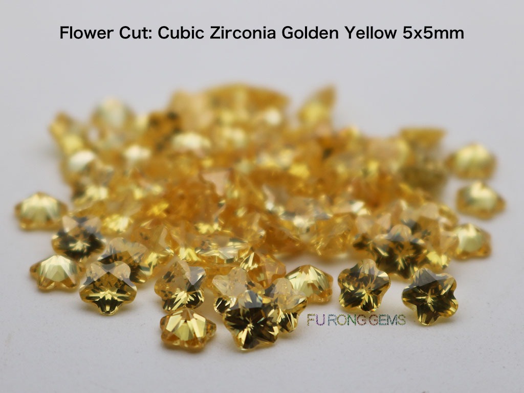 Flower-Cut-Cubic-Zirconia-Golden-Yellow-Color-5x5mm-Gemstones-china