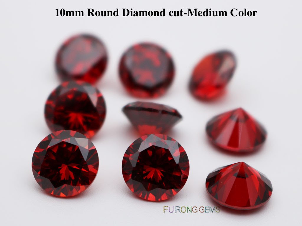 Garnet-Red-Color-Cubic-Zirconia-Round-diamond-cut-10mm-gemstones-wholesale