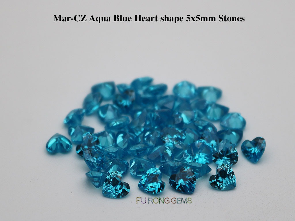 Heart-Shape-Cubic-Zirconia-Aqua-Topaz-Blue-5x5mm-Gemstones