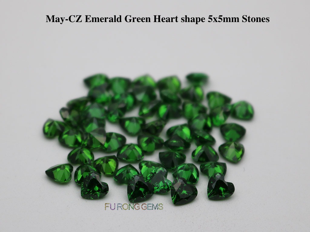 Heart-Shape-Cubic-Zirconia-Emerald-Green-Color-5x5mm-Gemstones