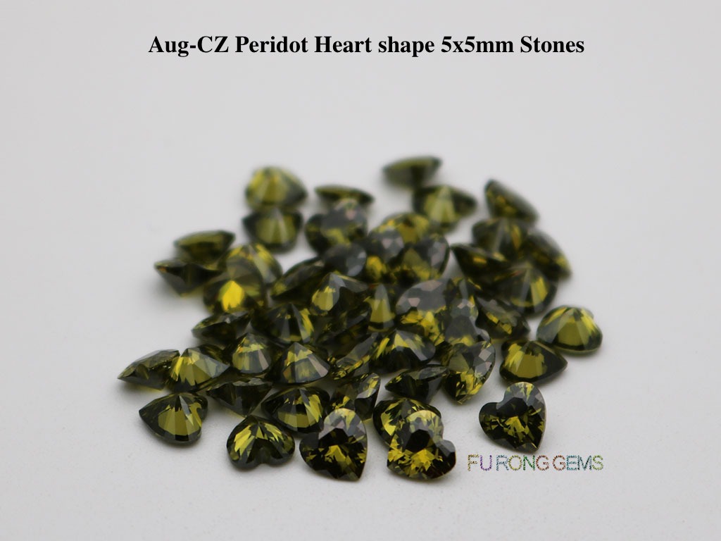 Heart-Shape-Cubic-Zirconia-Peridot-Green-Color-5x5mm-Gemstones