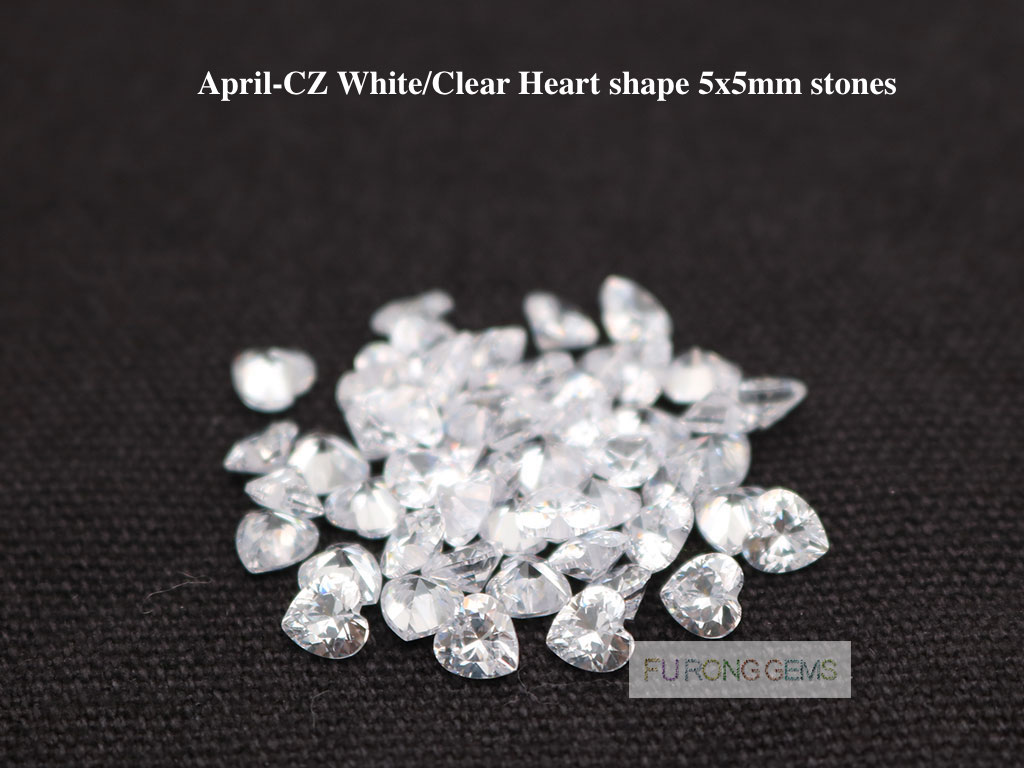 Heart-Shape-Cubic-Zirconia-White-Clear-Color-5x5mm-Gemstones