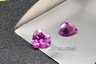 Heart-Shape-Synthetic-Ruby-Pink-Colored-Gemstones