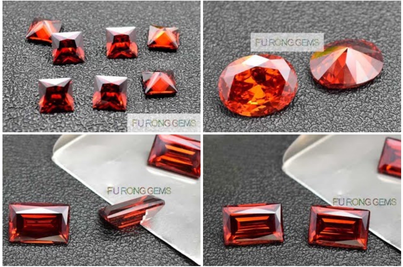 Garnet Coloured Cubic Zirconia Faceted Stones