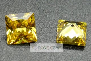 Loose-Cubic-Zirconia-Square-Princess-Golden-Yellow-Colored-Gemstones