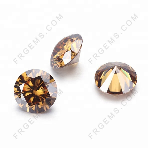 Loose Moissanite Champagne Color Round and Champagne Color Moissanite Gemstones wholesale from China Loose Gemstones Suppliers FU RONG GEMS China