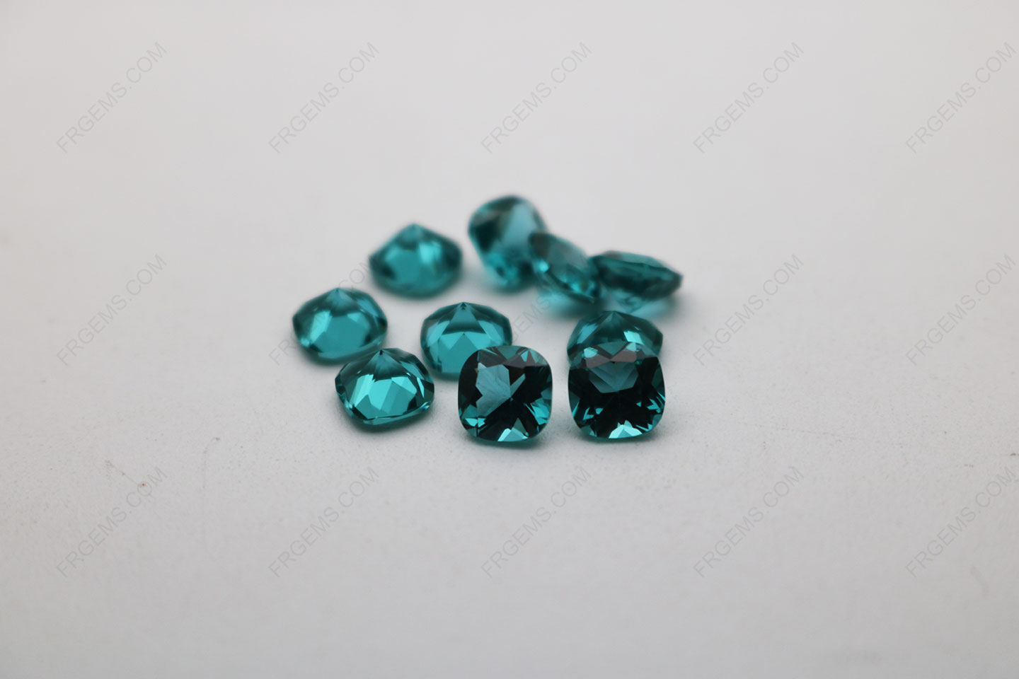 Nano Paraiba Greenish Color 119# Cushion Shape faceted cut 6x6mm stones IMG_4870