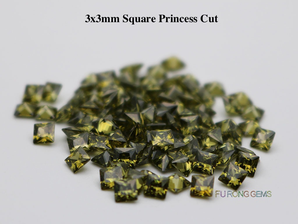 Peridot-Color-Cubic-Zirconia-Square-Princess-3x3mm-Gemstone-for-sale
