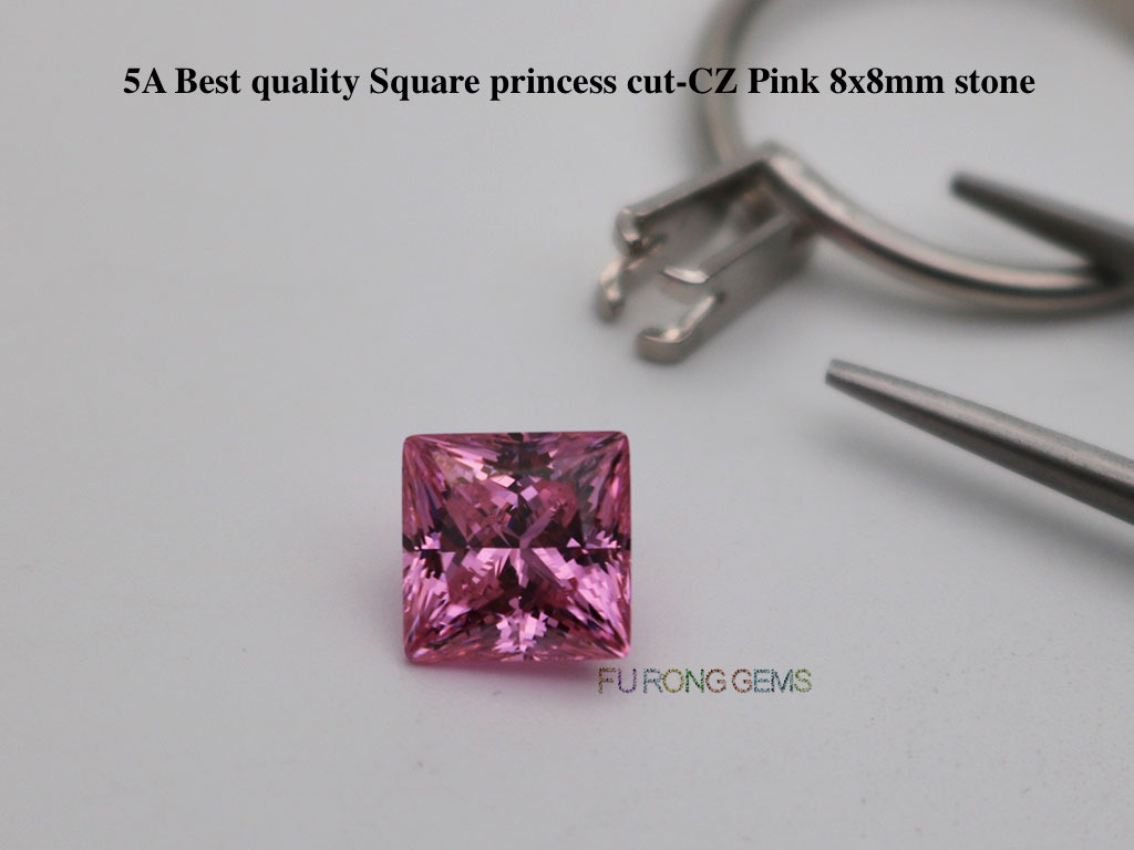 Pink-Color-CZ-5A-Best-Quality-Square-Princess-Cut-Gemstones-Suppliers