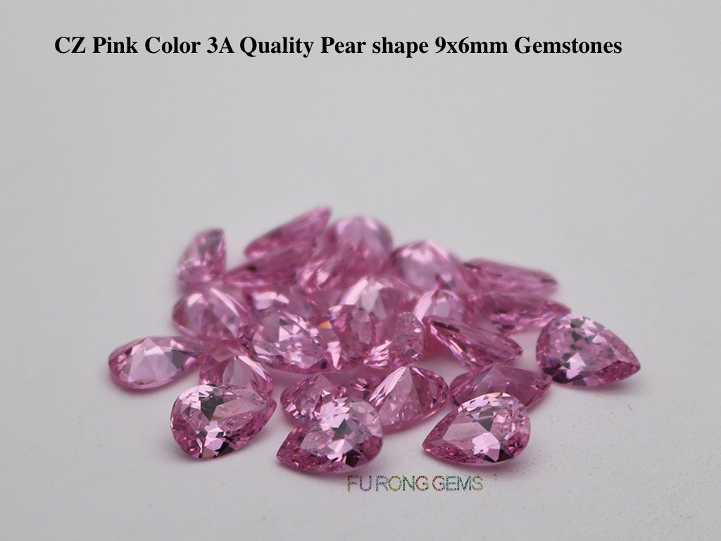 Pink-Color-Cubic-Zirconia-3A-Quality-Pear-shape-9x6mm-Gemstones