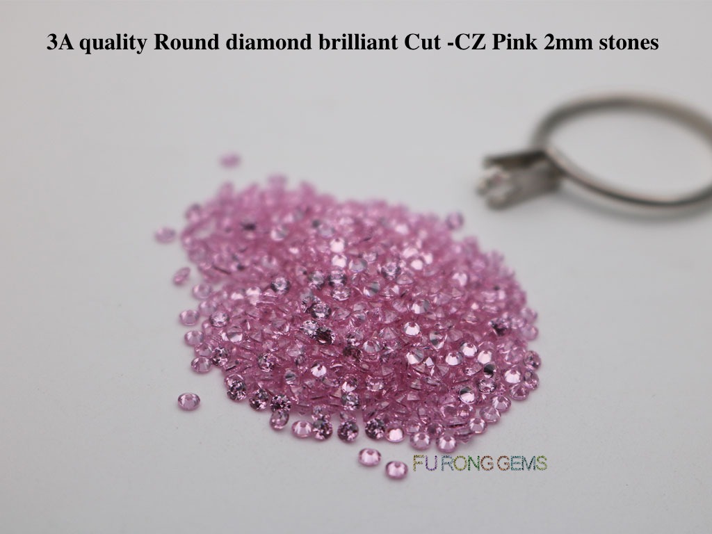 Pink-Color-Cubic-Zirconia-3A-Quality-Round-Diamond-Cut-Gemstones-wholesale