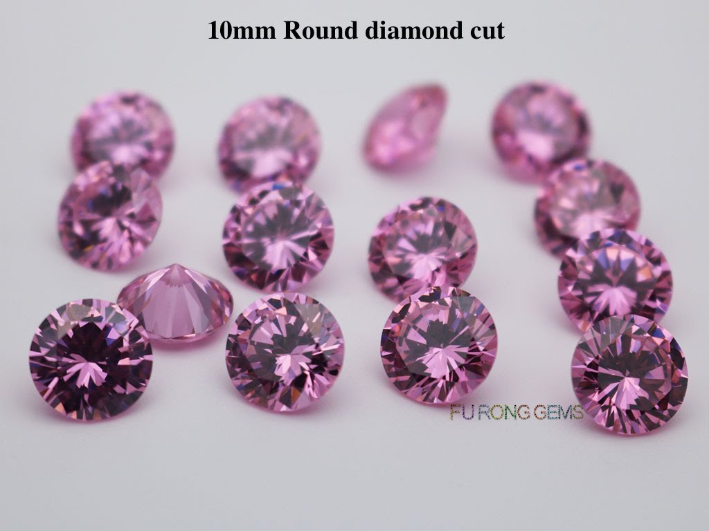 Pink-Color-Cubic-Zirconia-Round-diamond-cut-in-10mm-For-sale