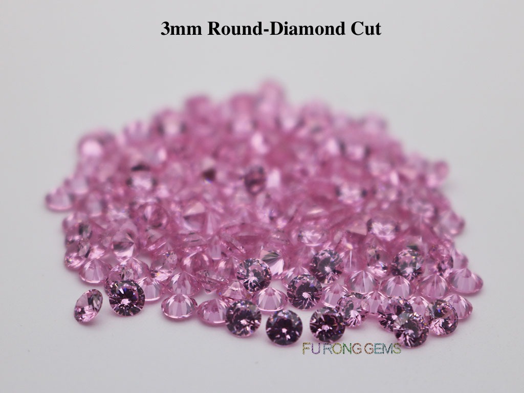 Pink-Cubic-Zirconia-Round-Diamond-Cut-3.5mm-Gemstone-wholesale