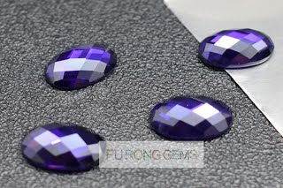 Single-Side-Checkerboard-CZ-Violet-Color-Gemstones