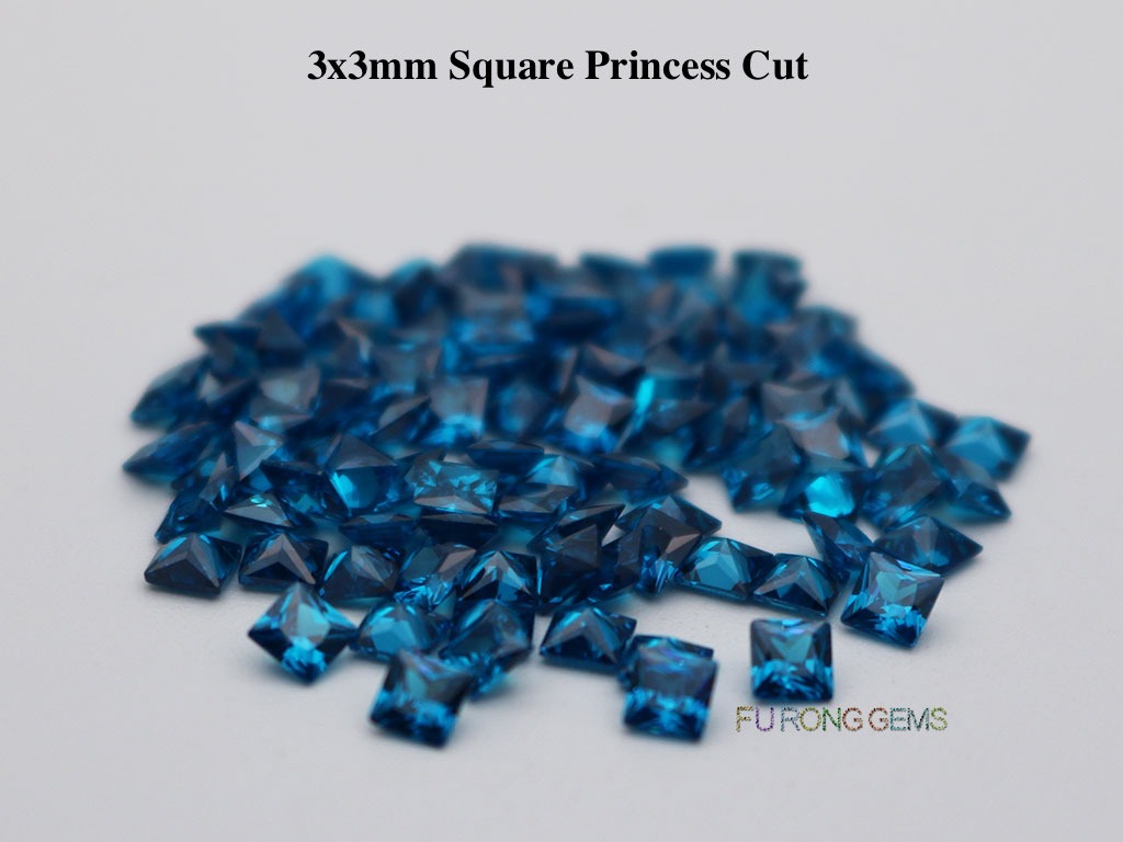 Swiss-Blue-Loose-Cubic-Zirconia-Square-shape-3x3mm-gemstones-wholesale