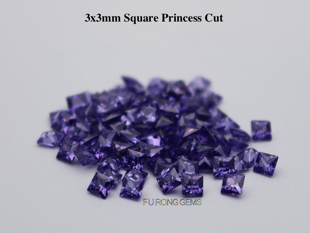 Violet-Purple-Color-Loose-Cubic-Zirconia-Square-shape-3x3mm-gemstones-wholesale