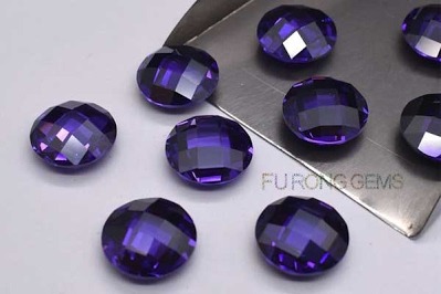 Violet-Purple-Colored-Cubic-Zirconia-Checkerboard-Shaped-Gemstones