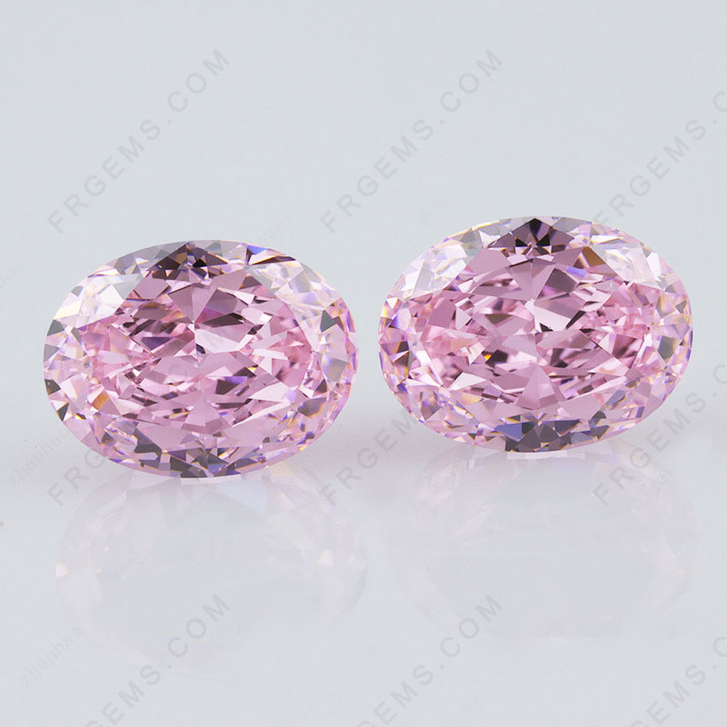 Crushed Ice Cut Light Pink Color Oval Shape Loose Cubic Zirconia Gemstones